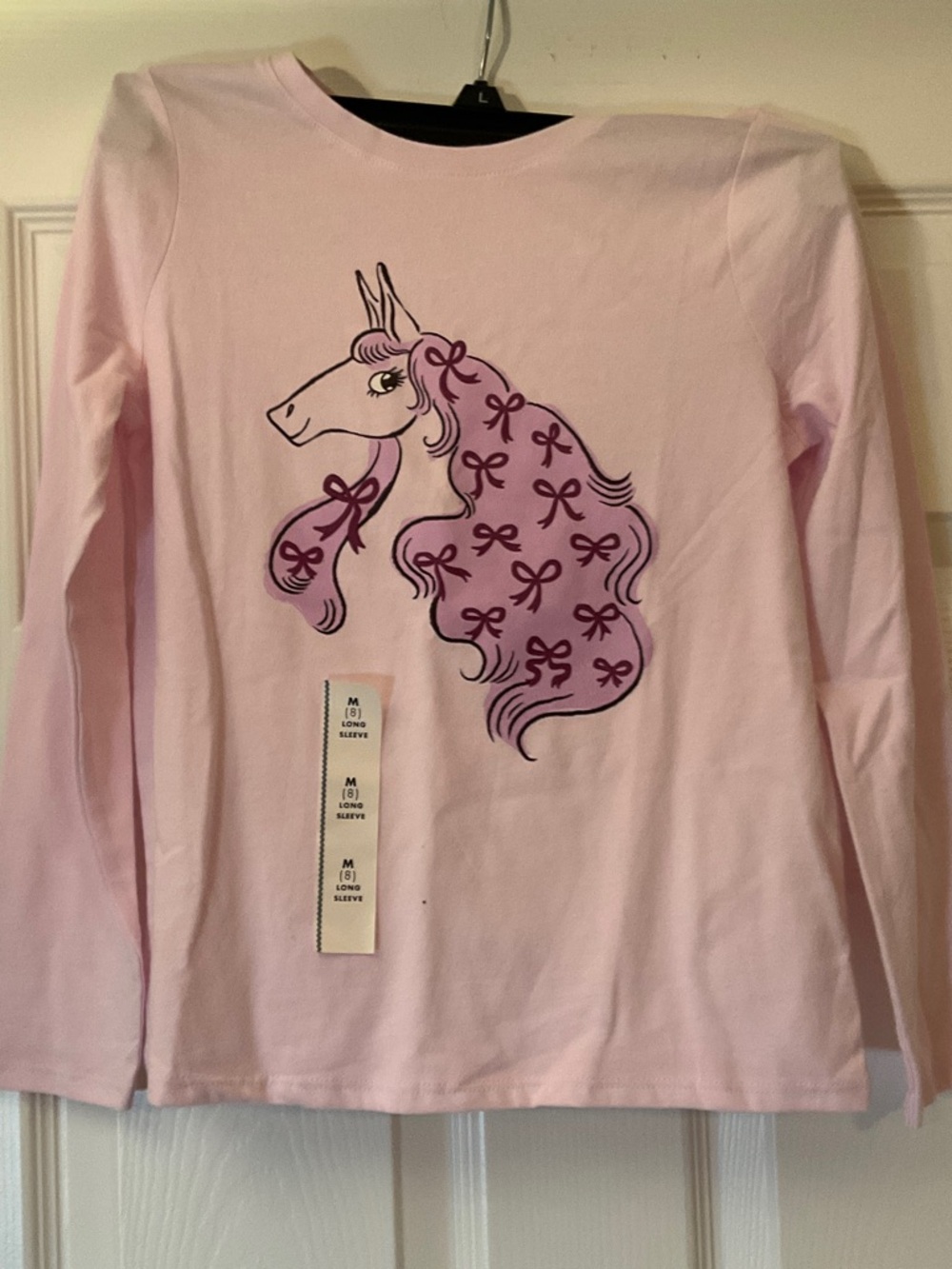 Cat & Jack Pink Long-Sleeve Unicorn Tee with Purple Mane